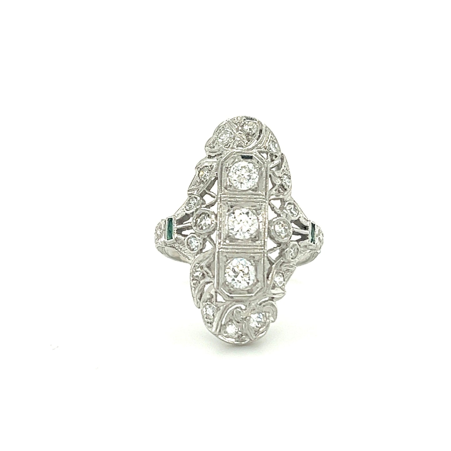 Art Deco 0.90ct Diamonds Platinum Antique Three Stone Ring (Circa 1920s)