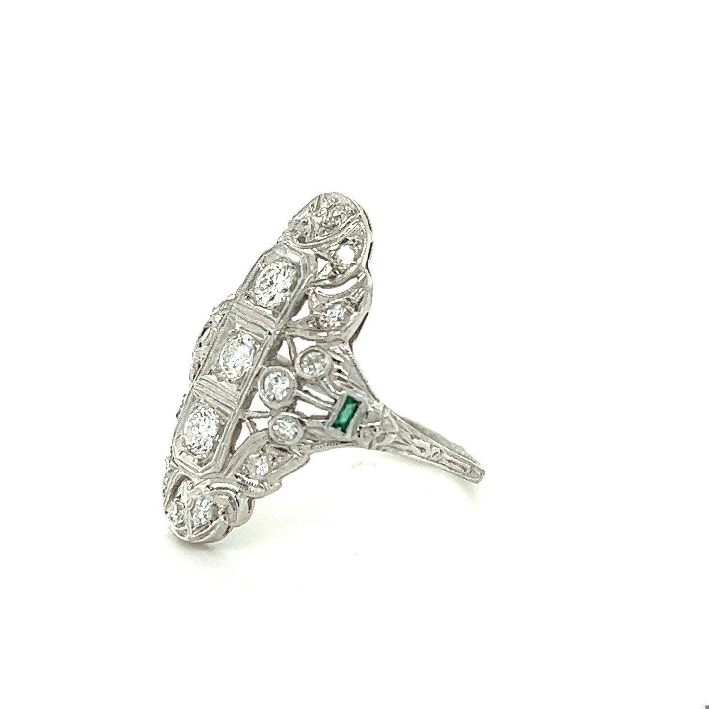 Art Deco 0.90ct Diamonds Platinum Antique Three Stone Ring (Circa 1920s)