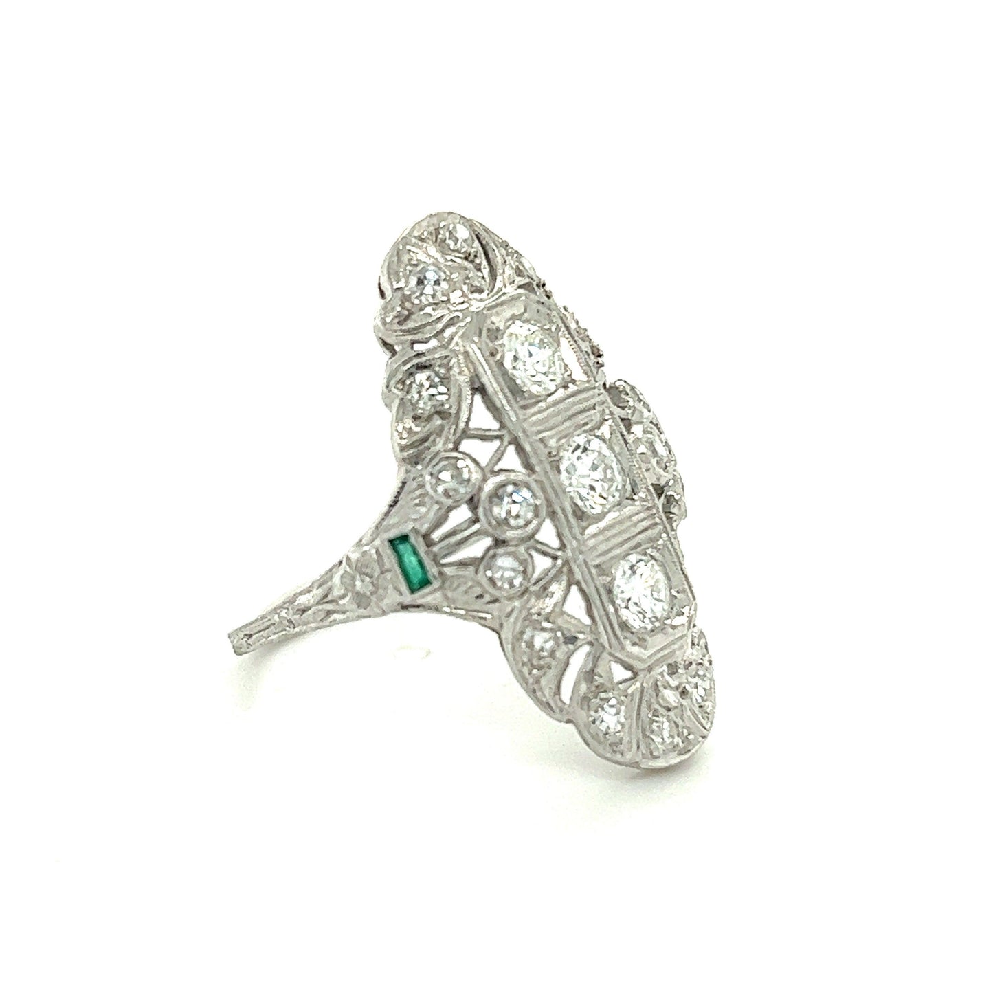 Art Deco 0.90ct Diamonds Platinum Antique Three Stone Ring (Circa 1920s)