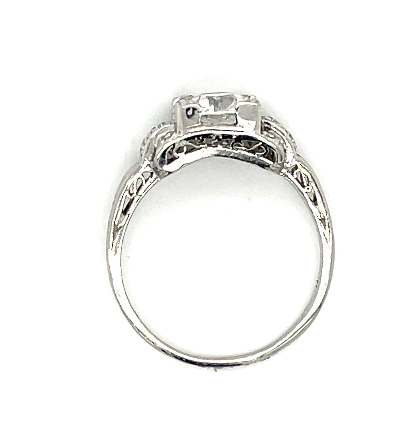 Art Deco 1.18ct Old European Cut Diamond F VS2 Platinum Antique Ring Circa 1930