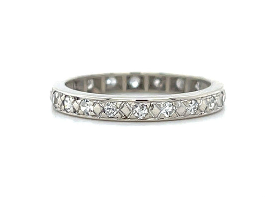 Art Deco 14KW Band Ring (Circa 1930s) Single-cut Diamond .60ct
