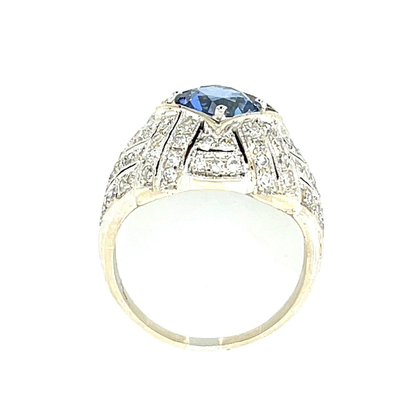 Art Deco 1.78ct Sapphire .80ct Diamonds (80 Stones) Platinum/14KY Ring