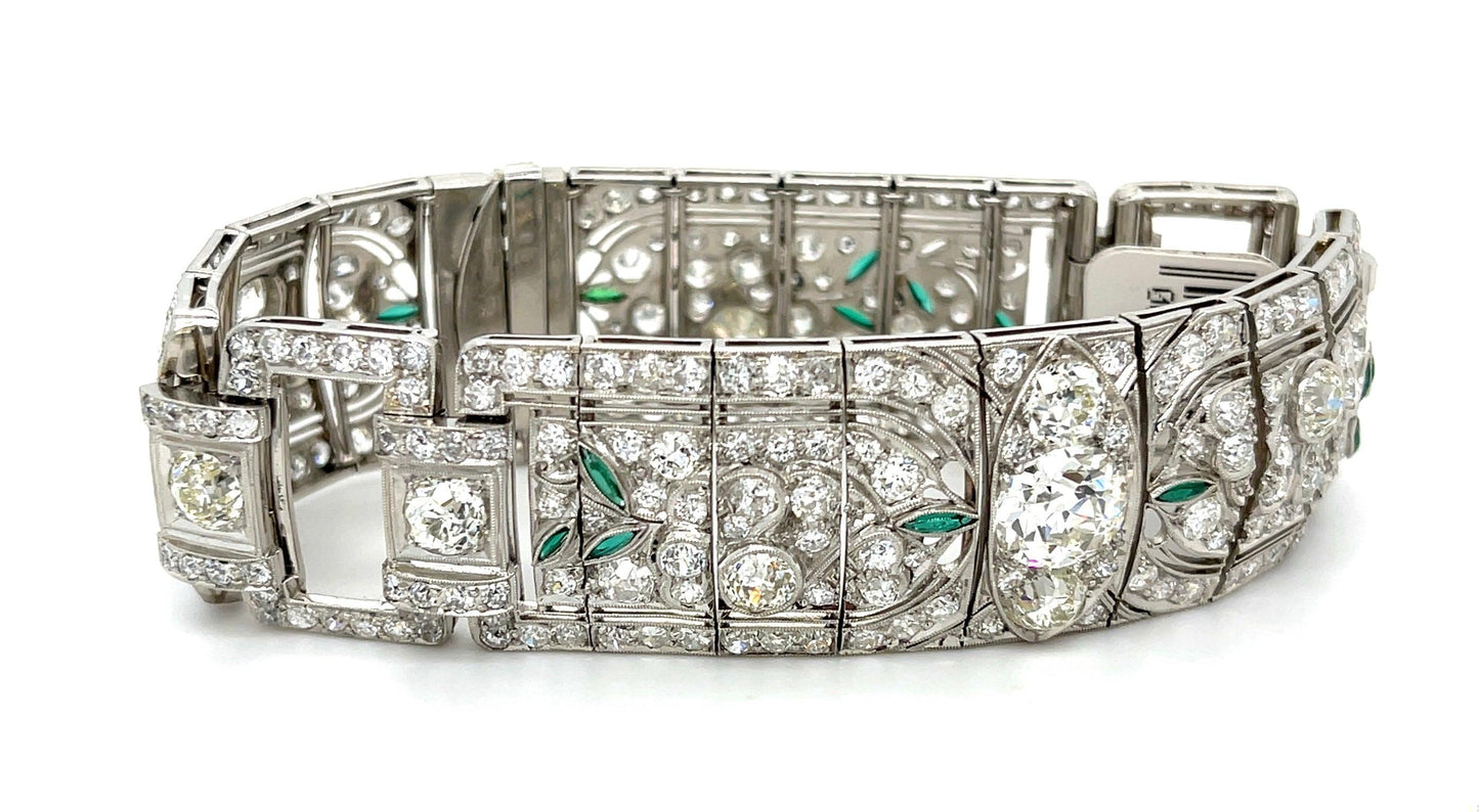 Art Deco 2ct J SI Center Old European Diamond (No Cert) Bracelet PT 17ct SD