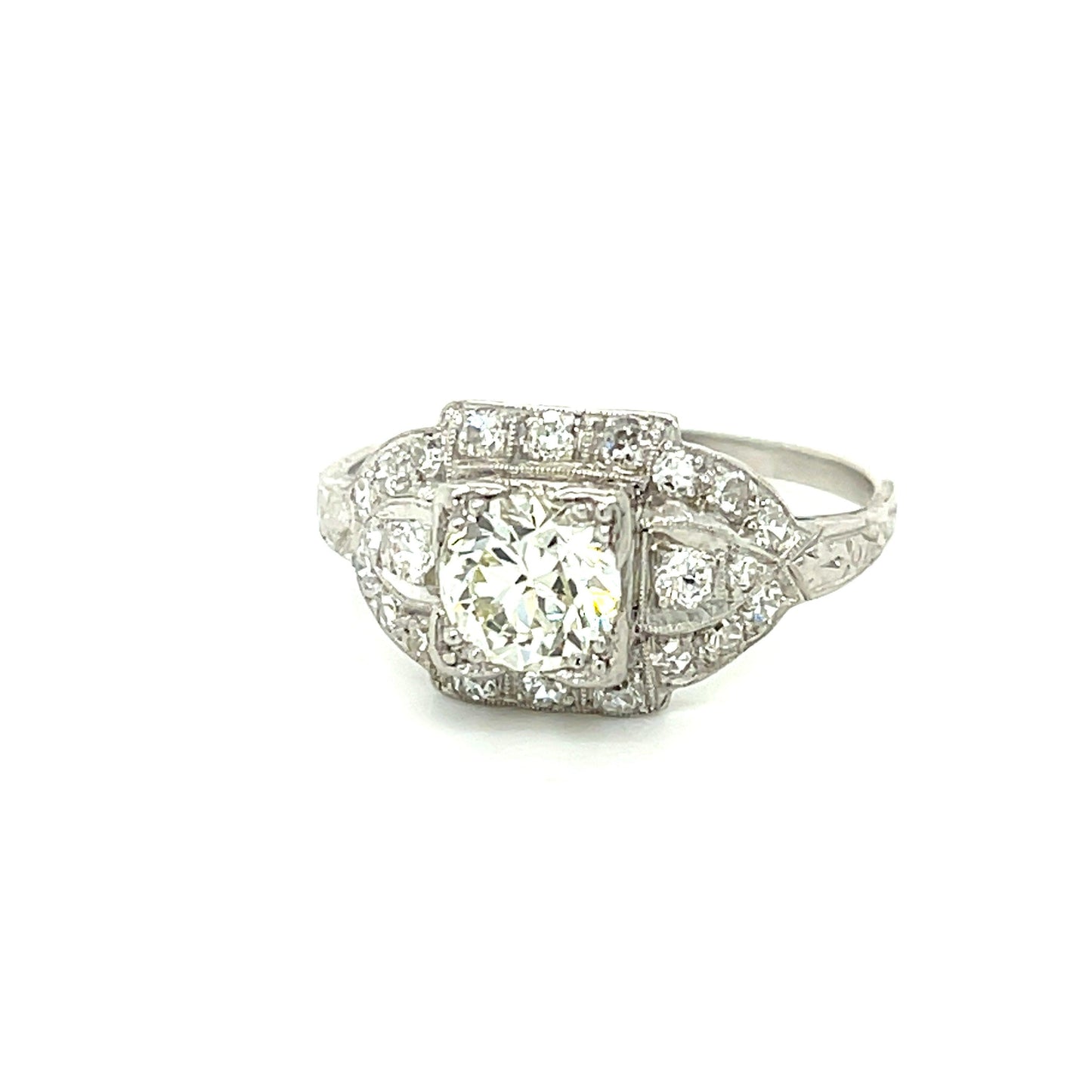 Art Deco .92ct Old European Cut Diamond .55ct SD PT Ring (Circa 1930s)