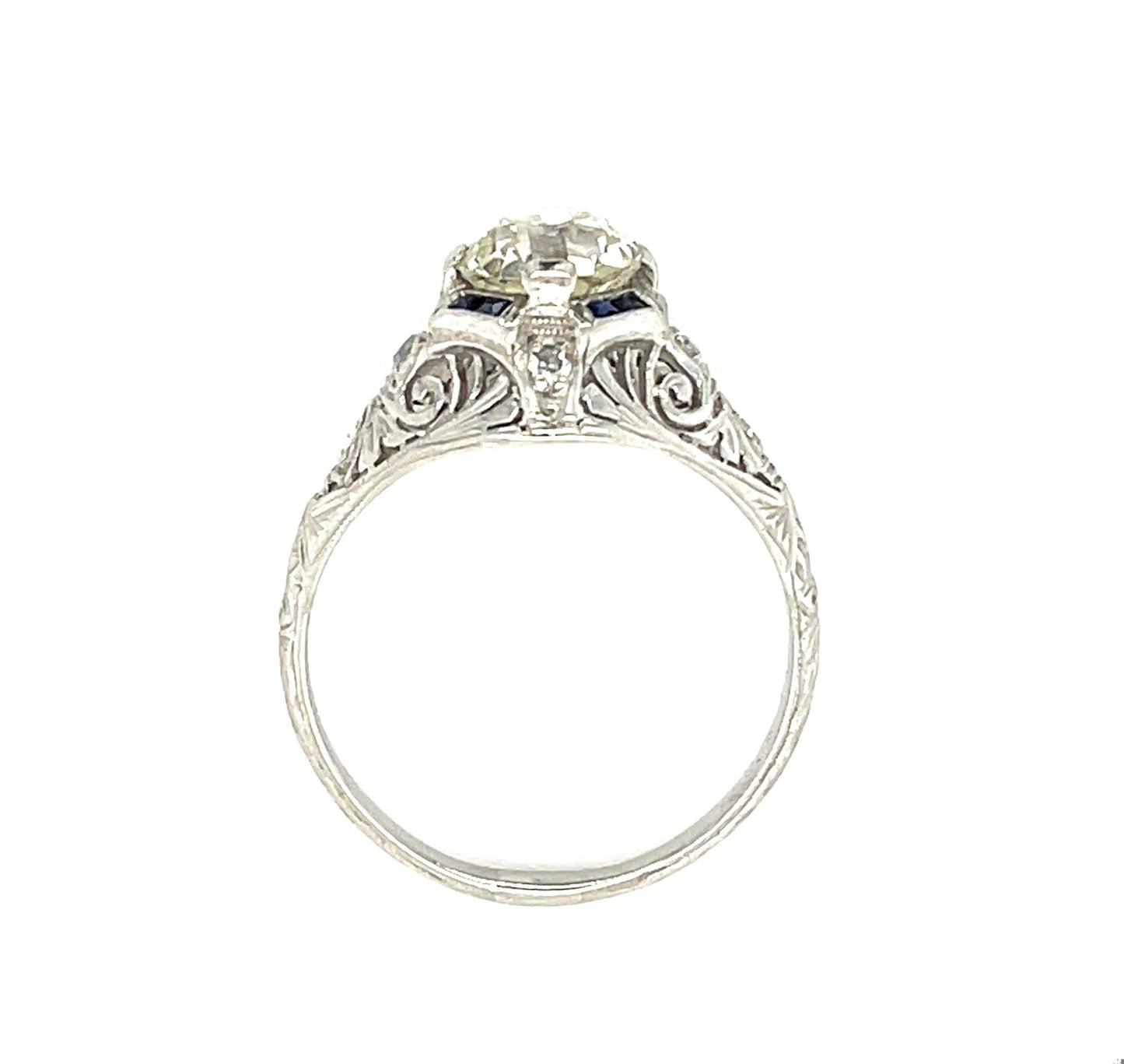 Art Deco (Circa 1920s) 1.40ct Old European Cut Diamond Antique Platinum Ring