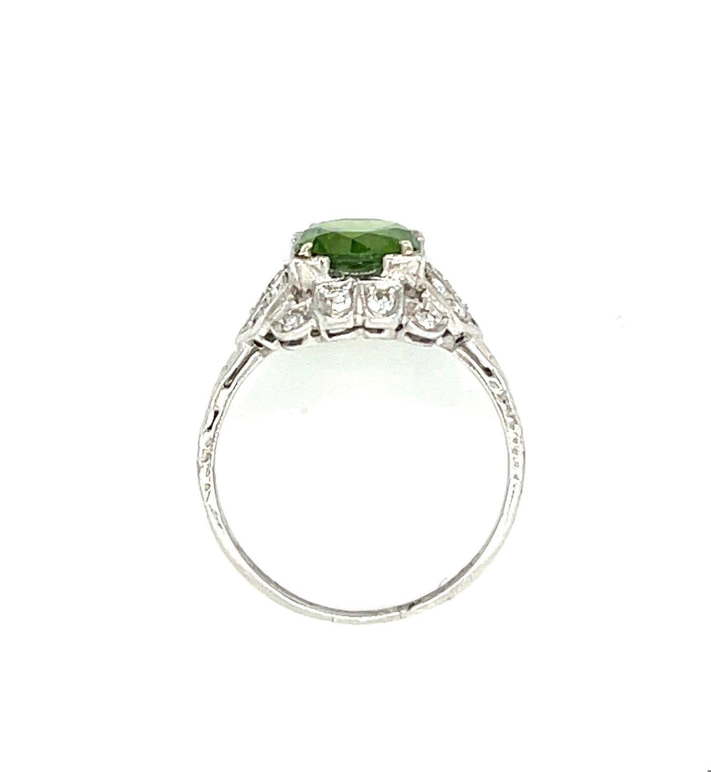 Art Deco (Circa 1920s) 1.86ct Russian Ural Mountains Demantoid Garnet .38ct Diam