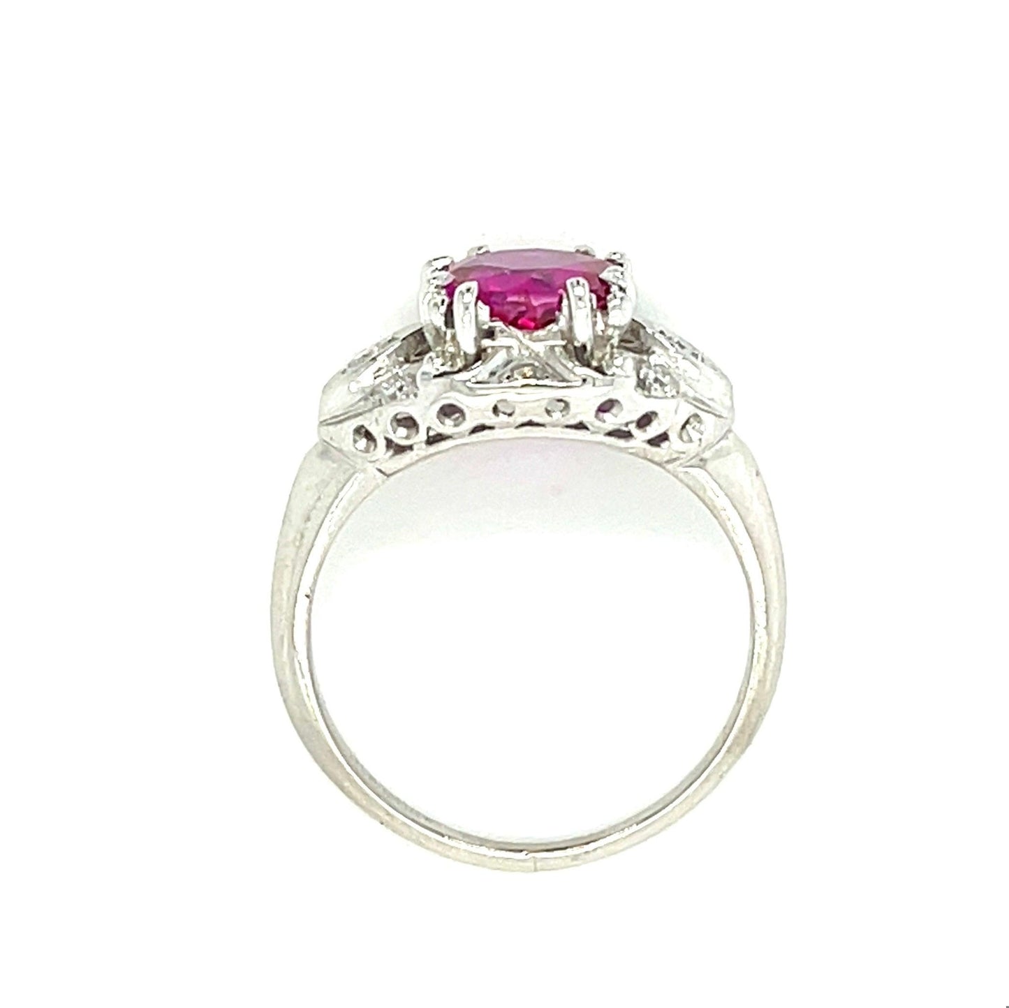 Art Deco (Circa 1920s) .92ct Burma Ruby 1.20ct Diamond Platinum Antique Ring
