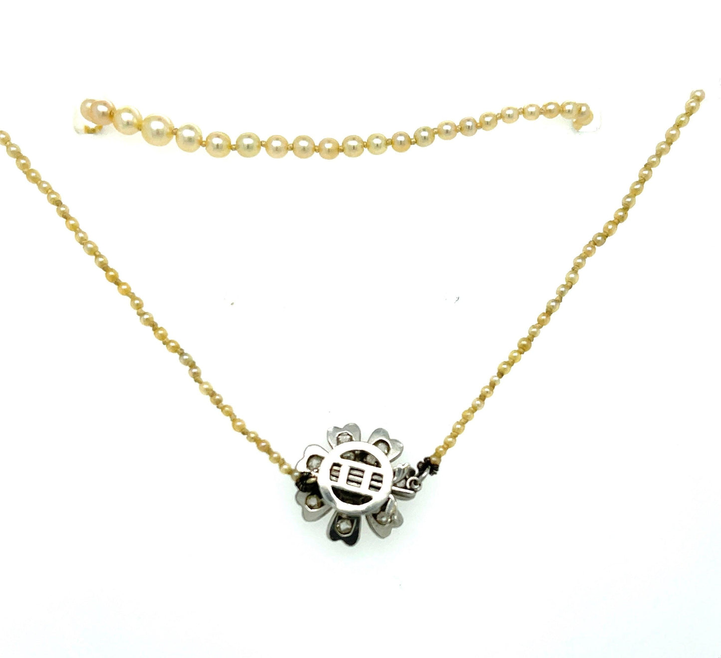 Art Deco (1920s) Natural Pearl & .50ct Old European Cut Diamond PT Necklace