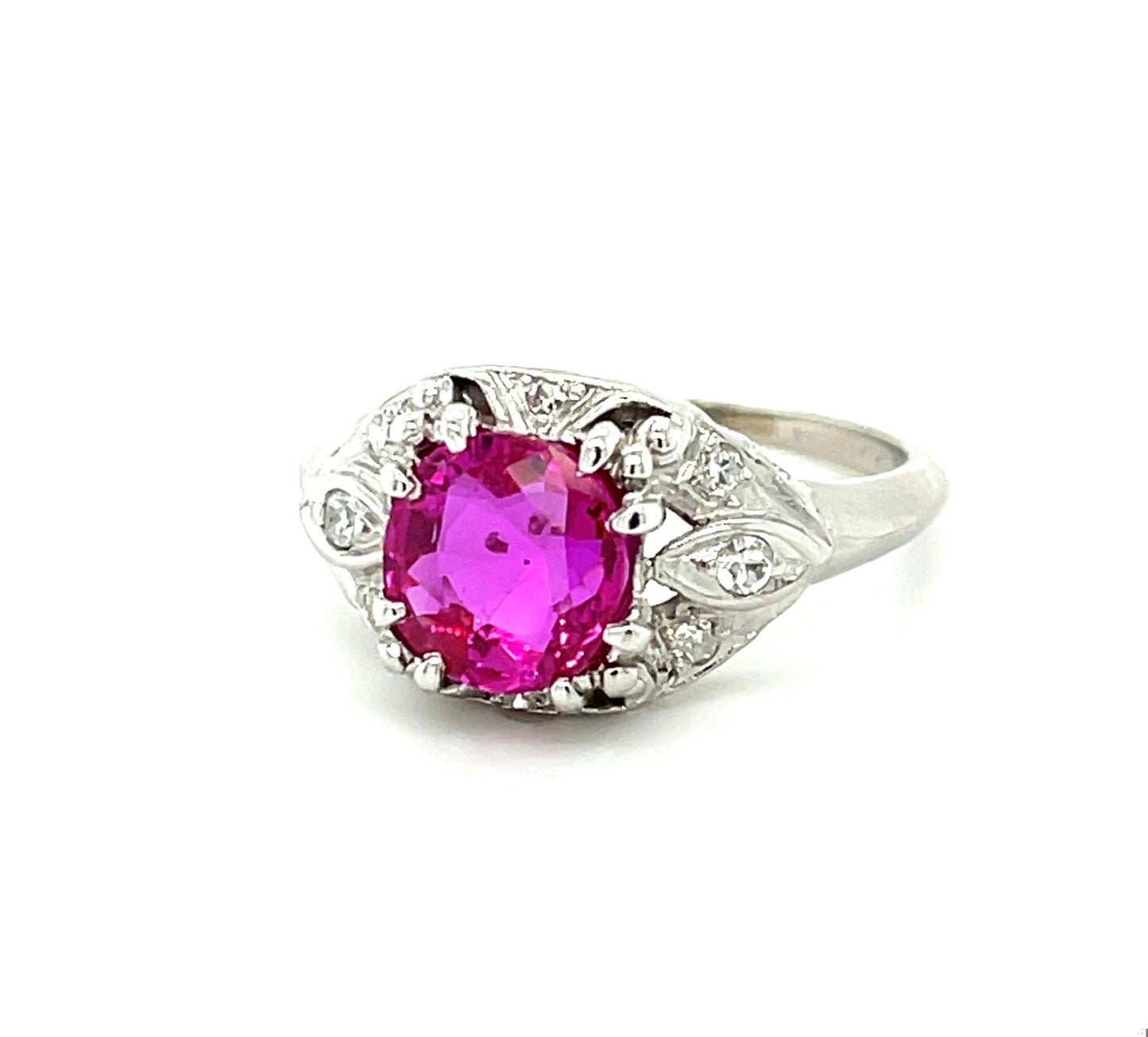 Art Deco (Circa 1930s) 1.96ct GIA Burma No Heat Ruby .20ct Diamonds PT Ring