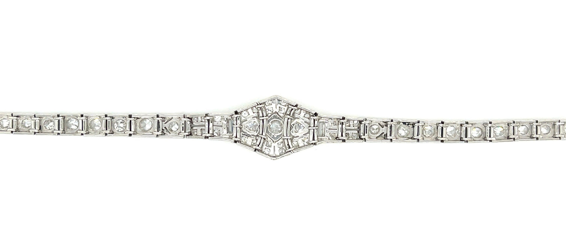 Art Deco (Circa 1930s) 4.75ct European Cut Diamonds Platinum Vintage Bracelet