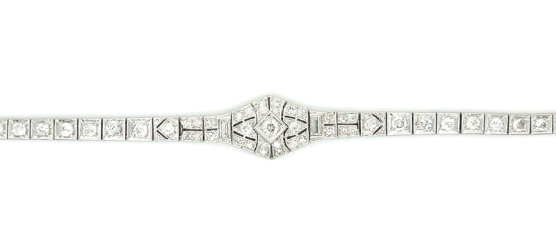 Art Deco (Circa 1930s) 4.75ct European Cut Diamonds Platinum Vintage Bracelet