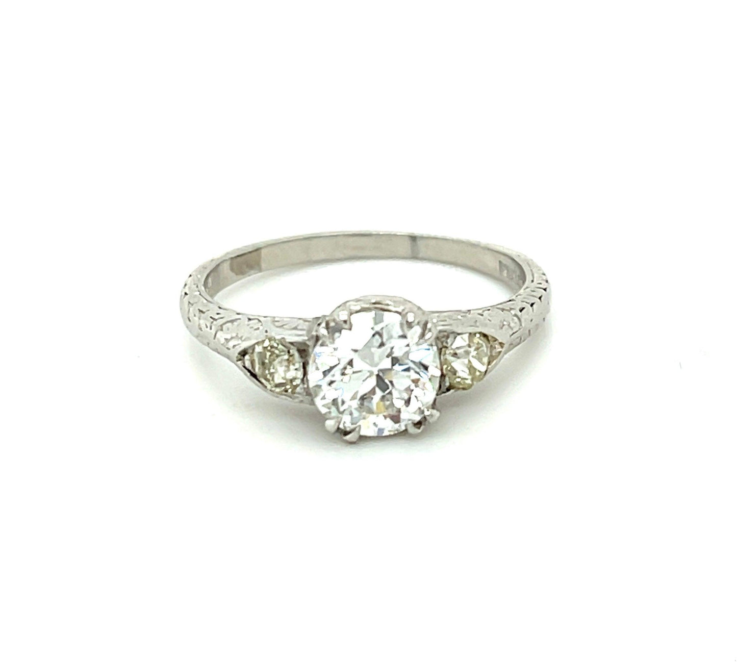 Art Deco (Circa 1930s) .99ct GIA G VS1 Old European Dia .10ct SD Platinum Ring
