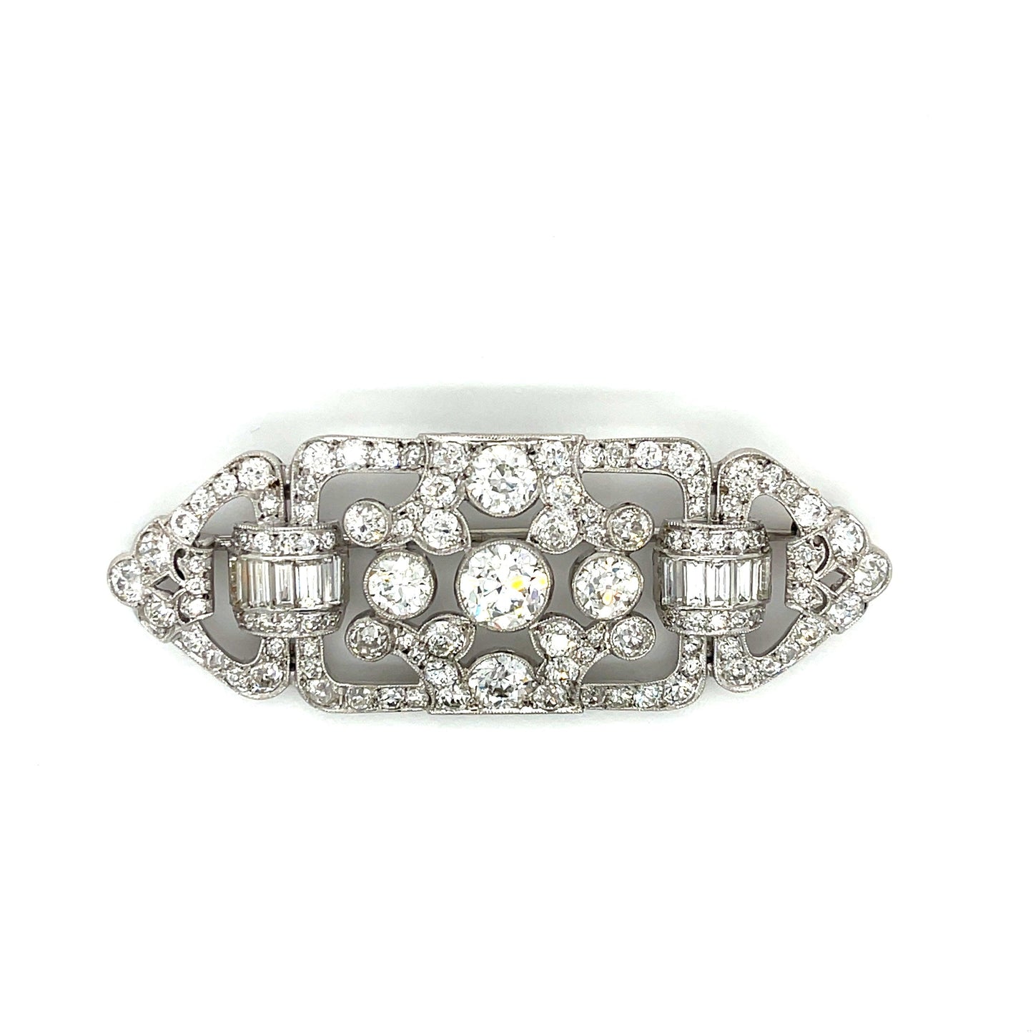 Art Deco Antique Brooch (1920s) 1.20ct Four Center Euro Dia 1.90ct SD 6ct 116