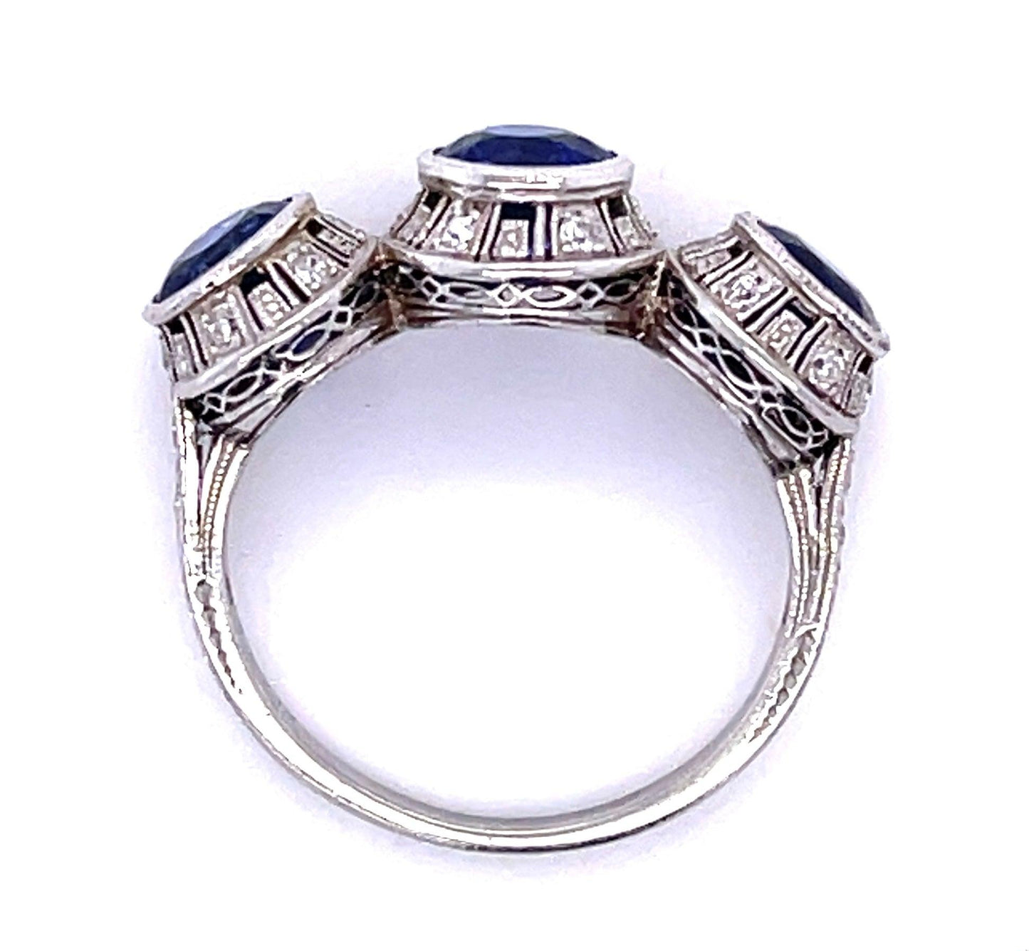 Art Deco Sapphire Three Stone Antique Ring