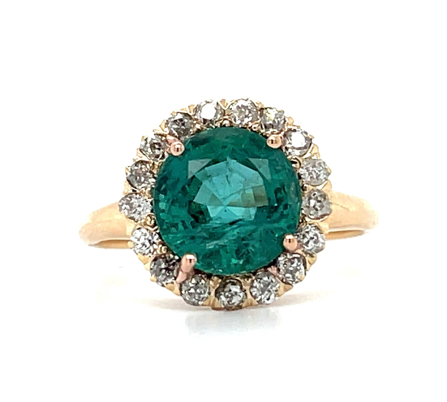 Victorian Era 2.71ct Emerald 14KY Antique Ring (Circa 1890s) .68ct Diamonds