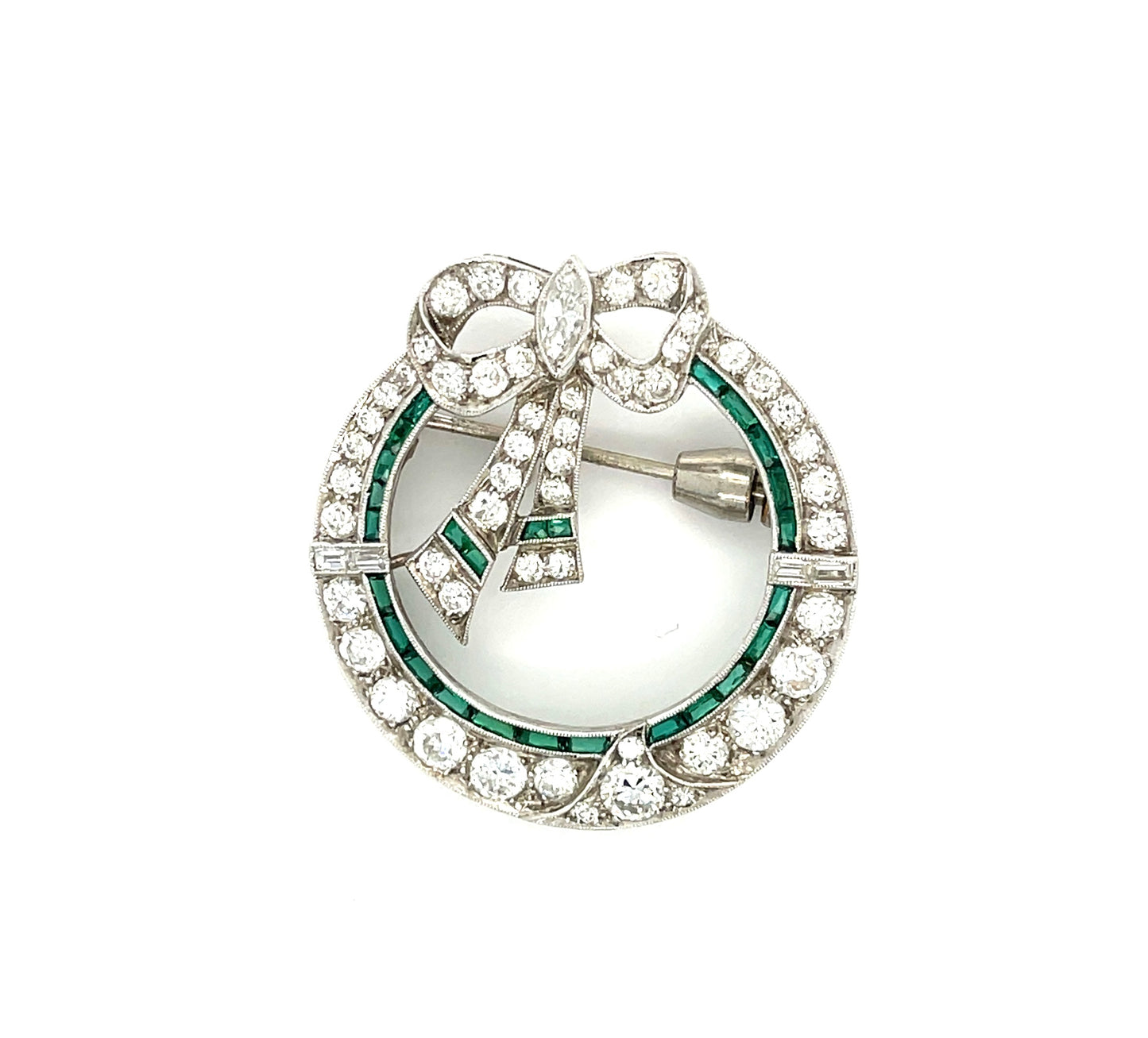 Art Deco (Circa 1920s) 3ct Diamonds Platinum Antique Bow Brooch