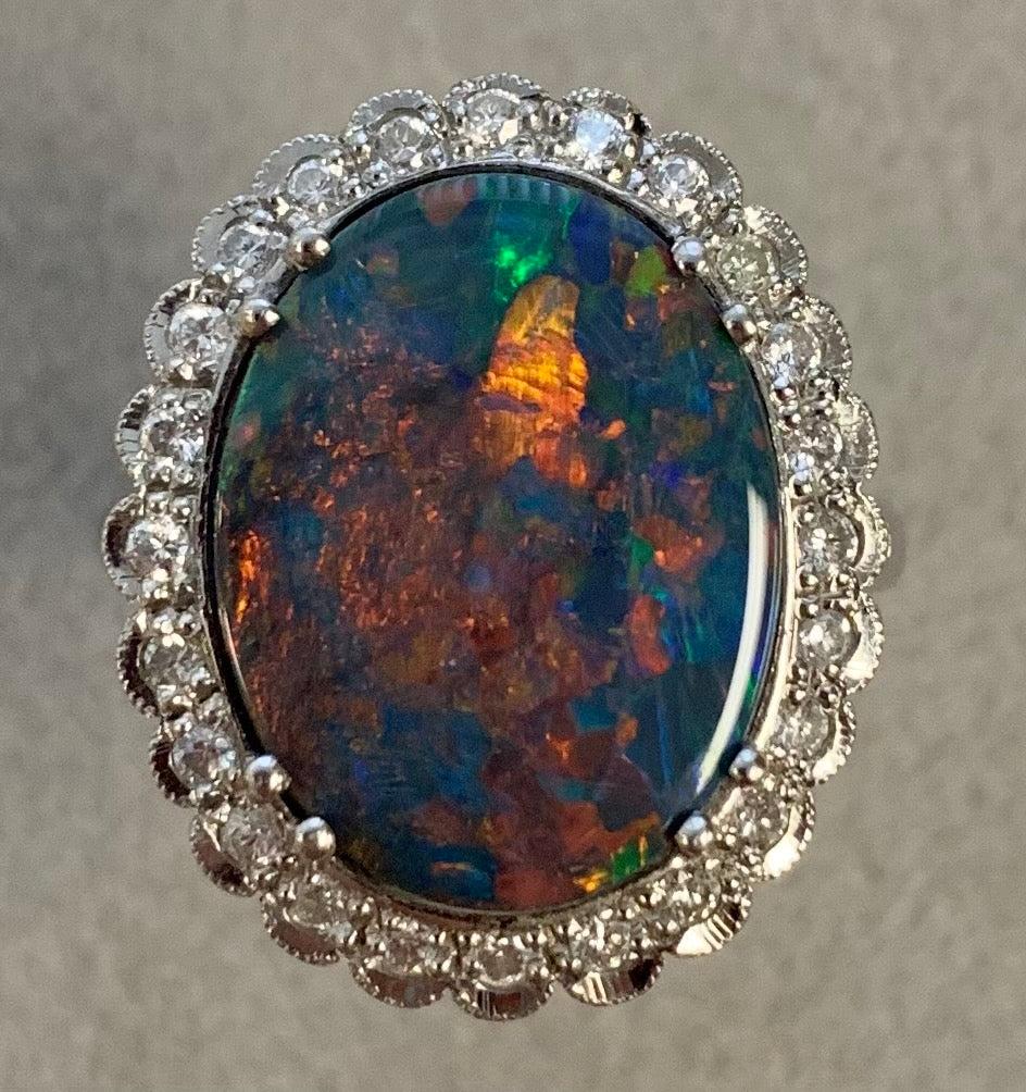 Black Australian Lightning Ridge Opal 4.68ct Ring