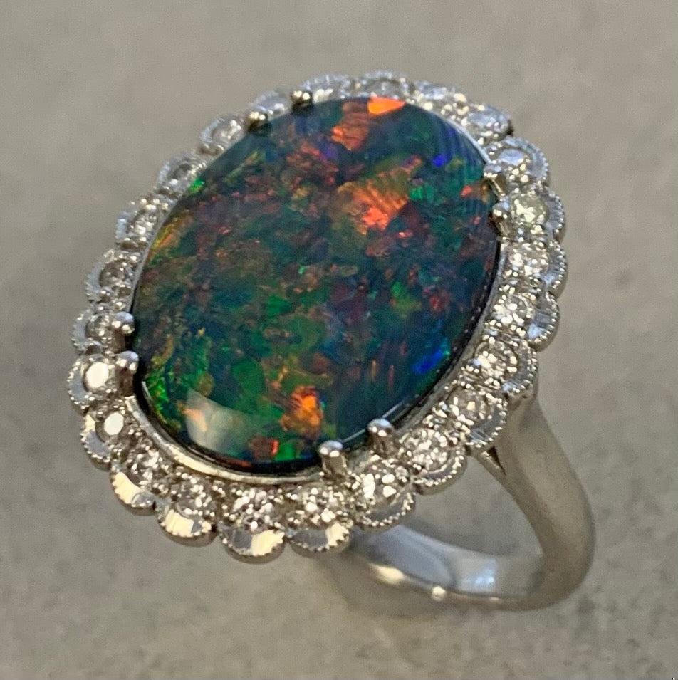Black Australian Lightning Ridge Opal 4.68ct Ring