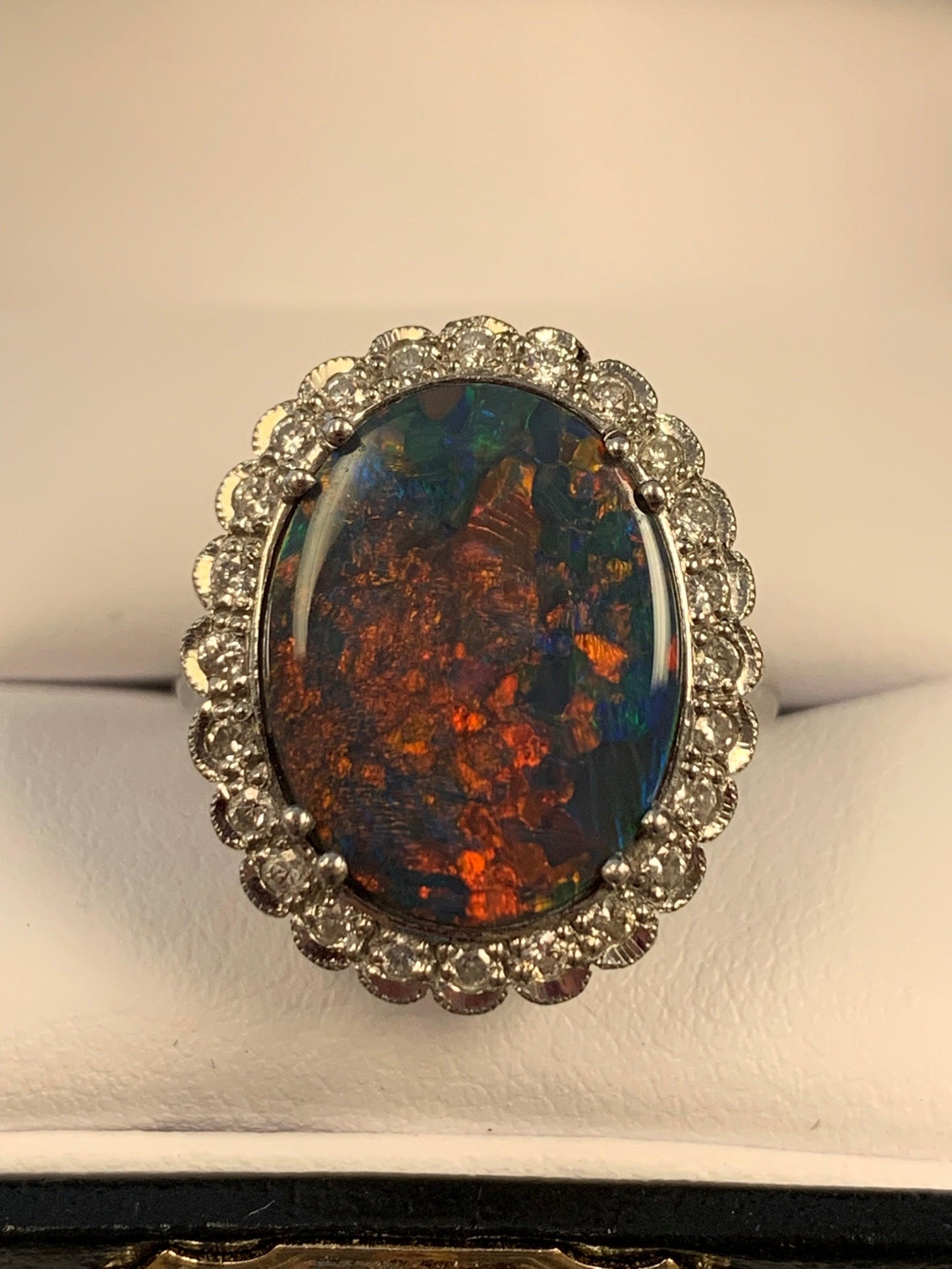 Black Australian Lightning Ridge Opal 4.68ct Ring