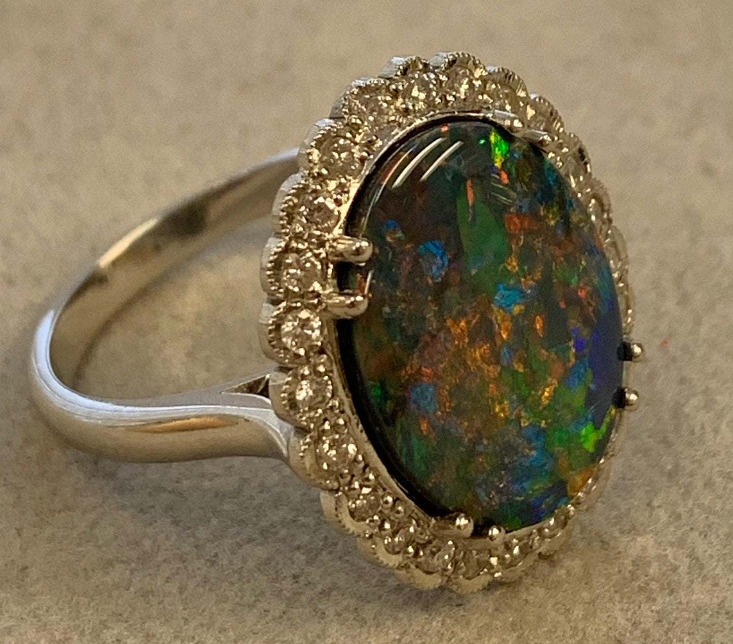 Black Australian Lightning Ridge Opal 4.68ct Ring