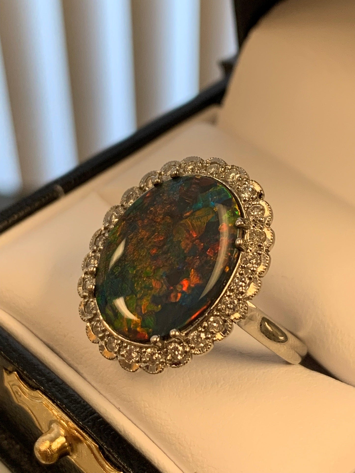 Black Australian Lightning Ridge Opal 4.68ct Ring