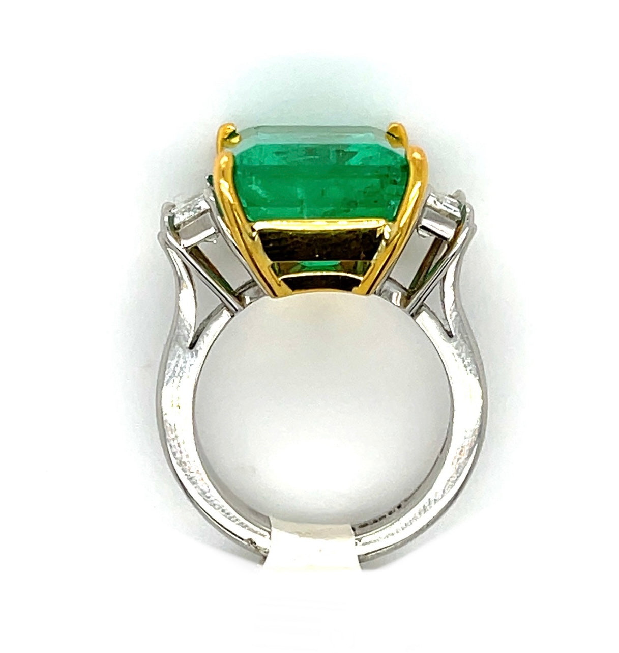 12.43ct Emerald Ring Platinum+18KY 1.26ct Diamonds Signed "Aletto"