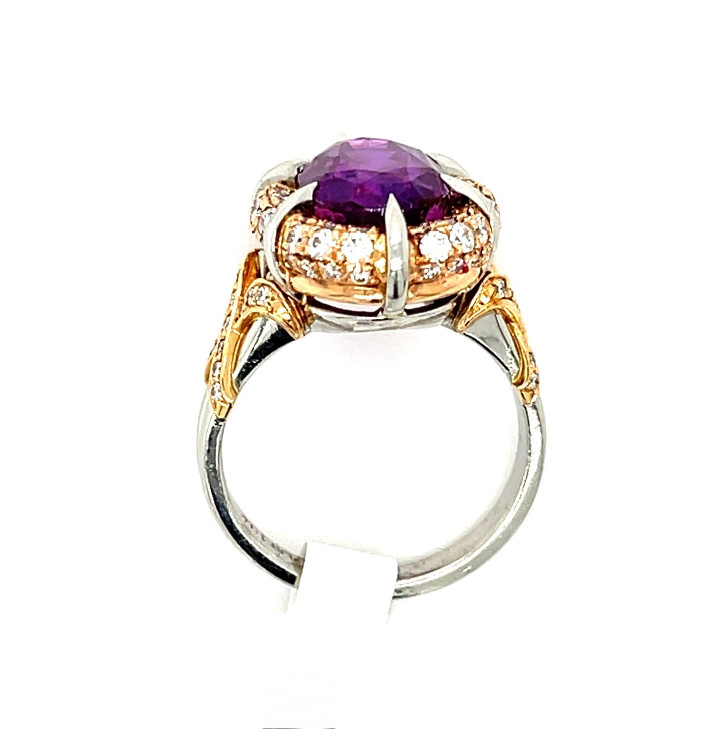 9.12ct GIA Intense Pinkish Purple Sapphire Platinum+18KY Ring