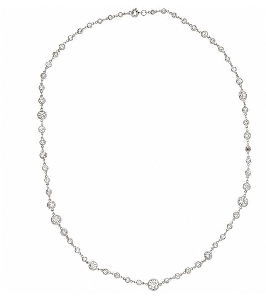 Art Deco Platinum 12.50ct Old European Diamond (G-I Color, VS1-SI2) Necklace