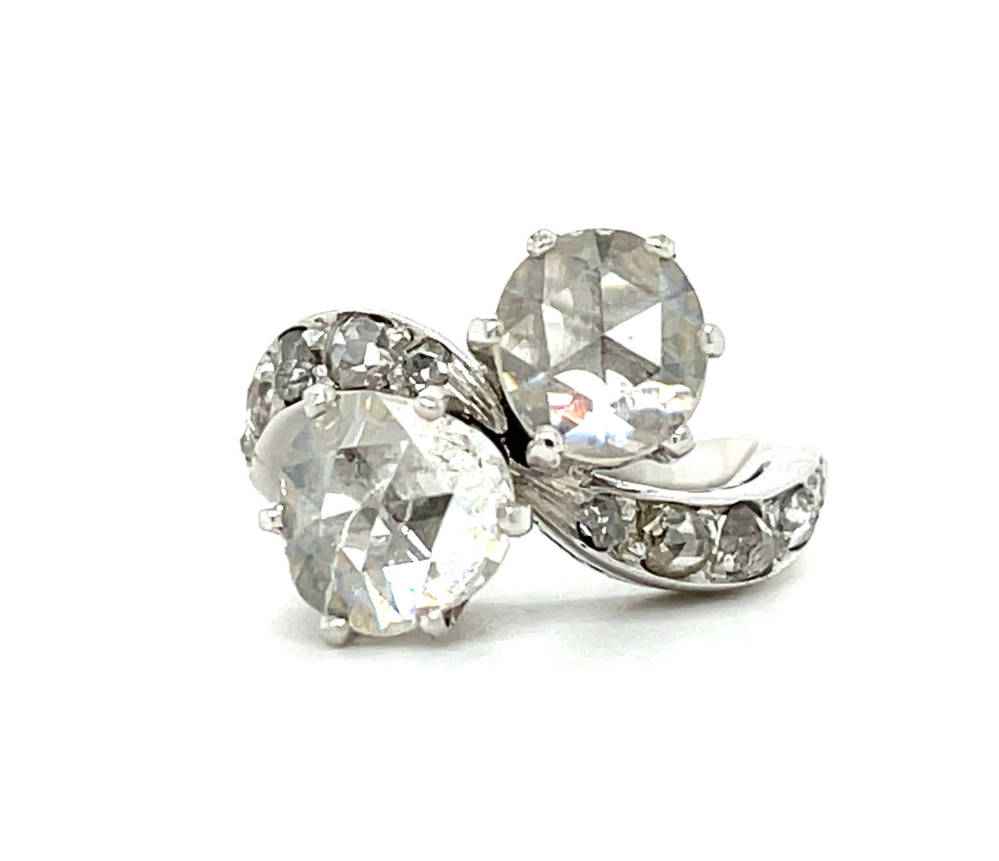 Toi et Moi 1.81ct Rose Cut Diamond 18KW Ring
