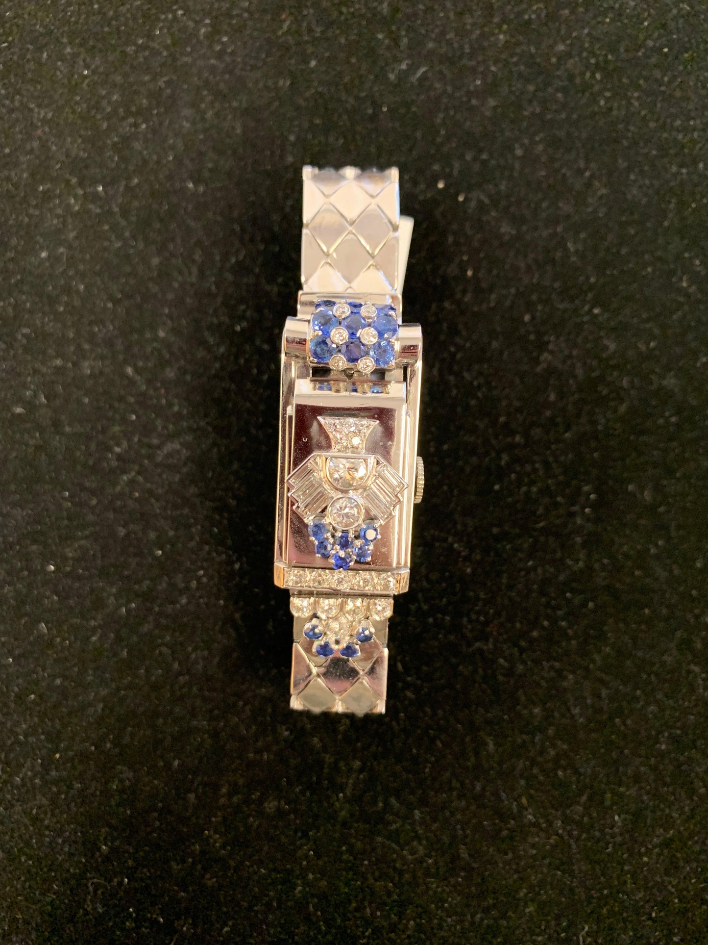 Designer Retro Diamond and Sapphire Watch