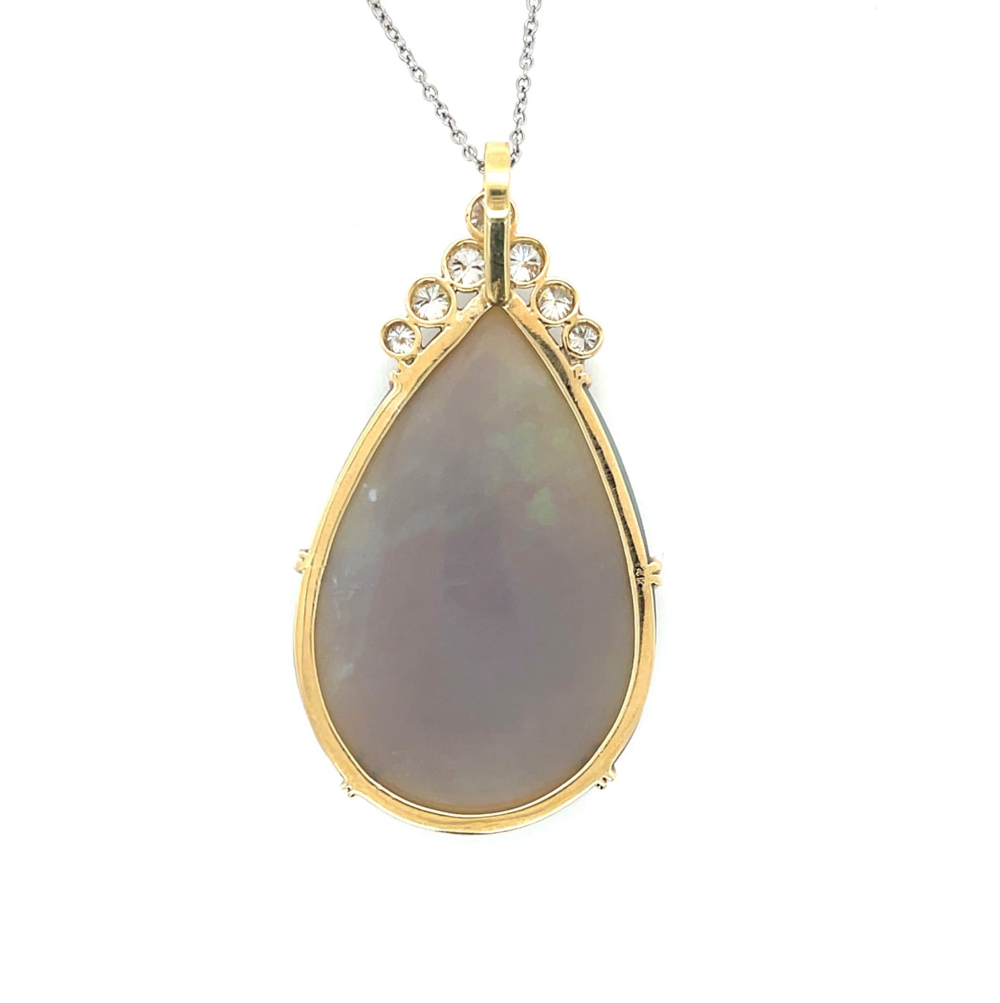 51.55ct Pear shaped Opal 14KY Pendant .85ct Diamonds