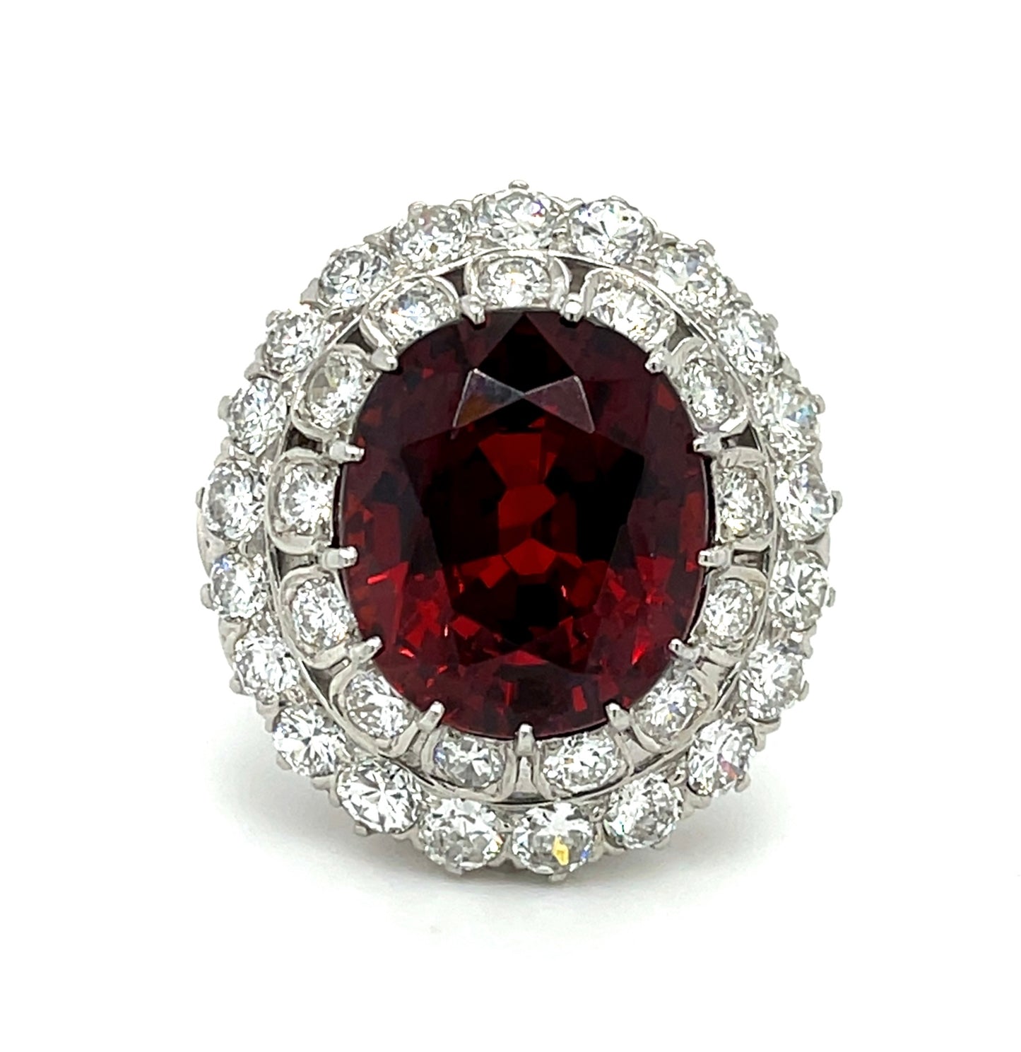 18.14ct Spessartite Garnet Ring Platinum 4ct Diamond