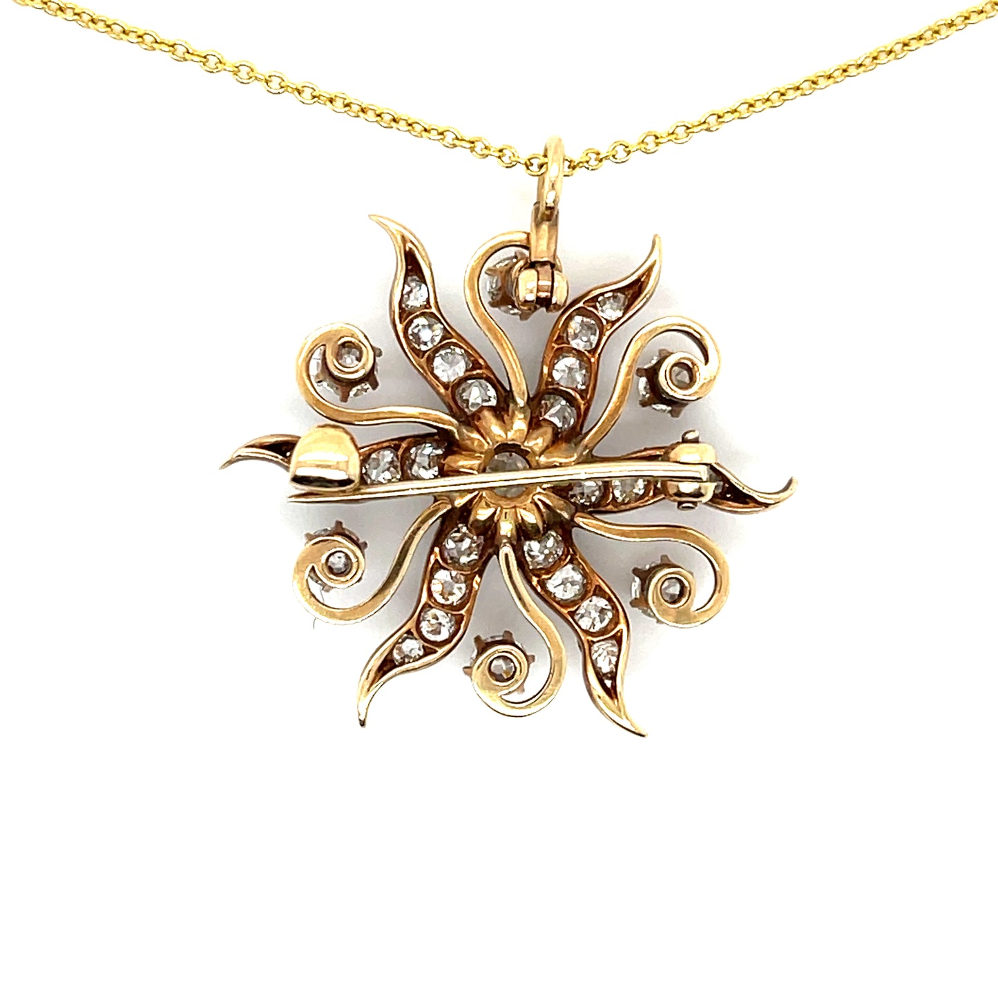 Victorian (Circa 1890s) Diamond Antique Star Pendant .75ct Old European Cut Center Diamond 1.70ct SD