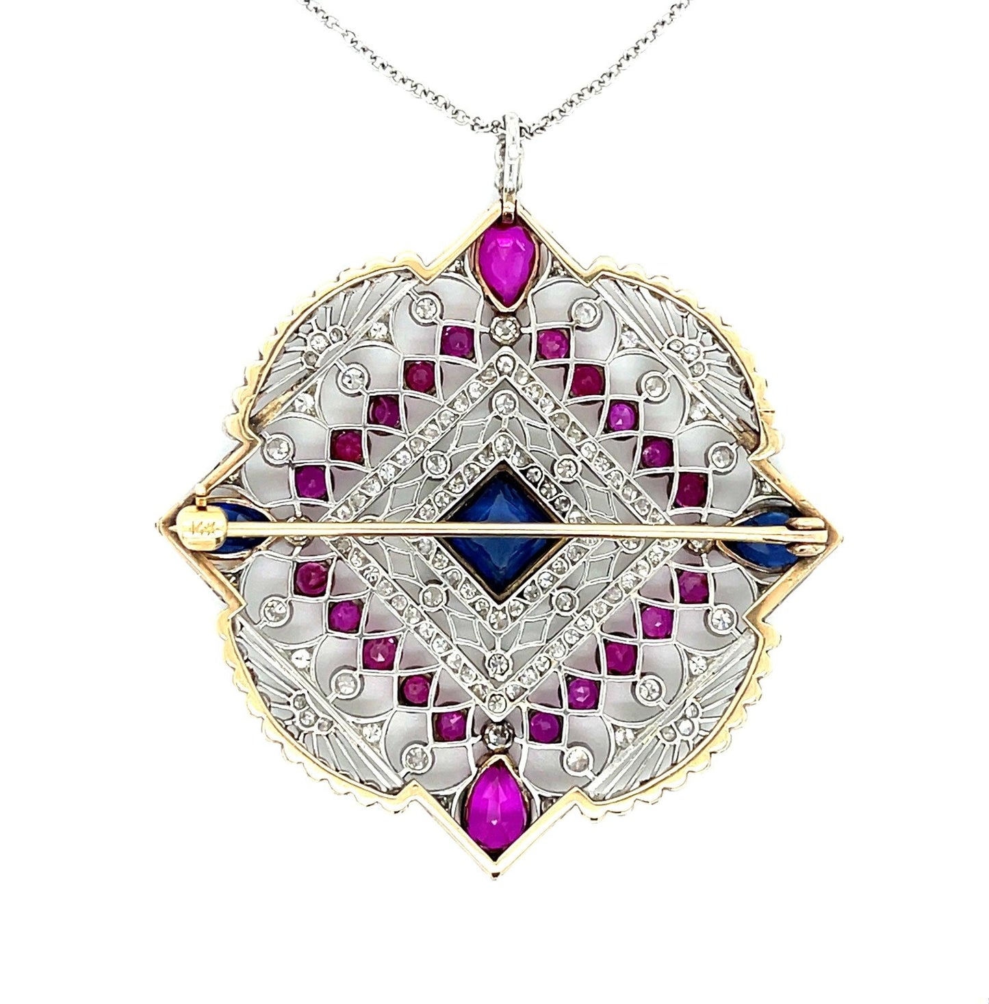 Edwardian 2.75ct Sap 2ct No Heat Burma (Two Rubies) PT+18KY Pendant (1900s)