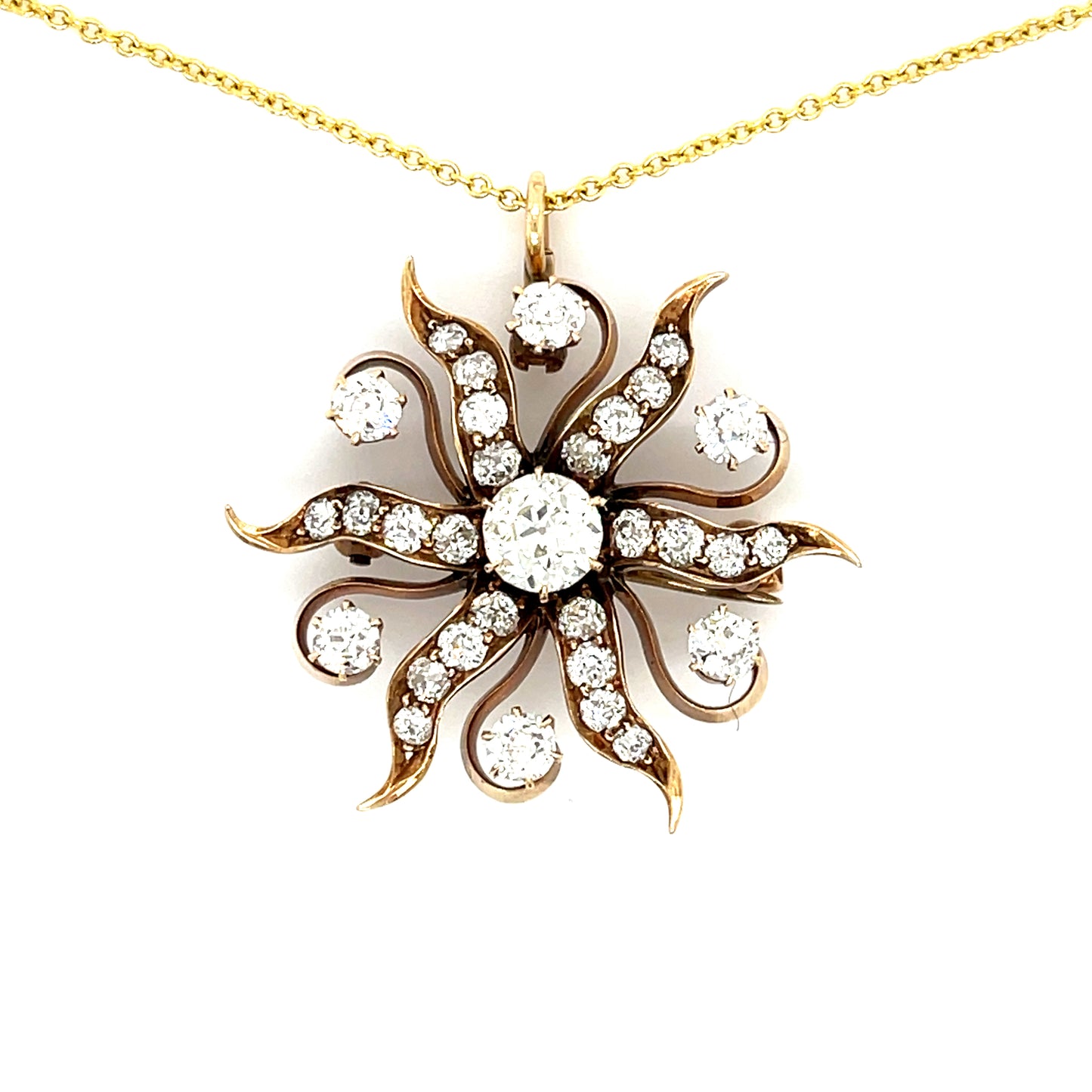 Victorian (Circa 1890s) Diamond Antique Star Pendant .75ct Old European Cut Center Diamond 1.70ct SD