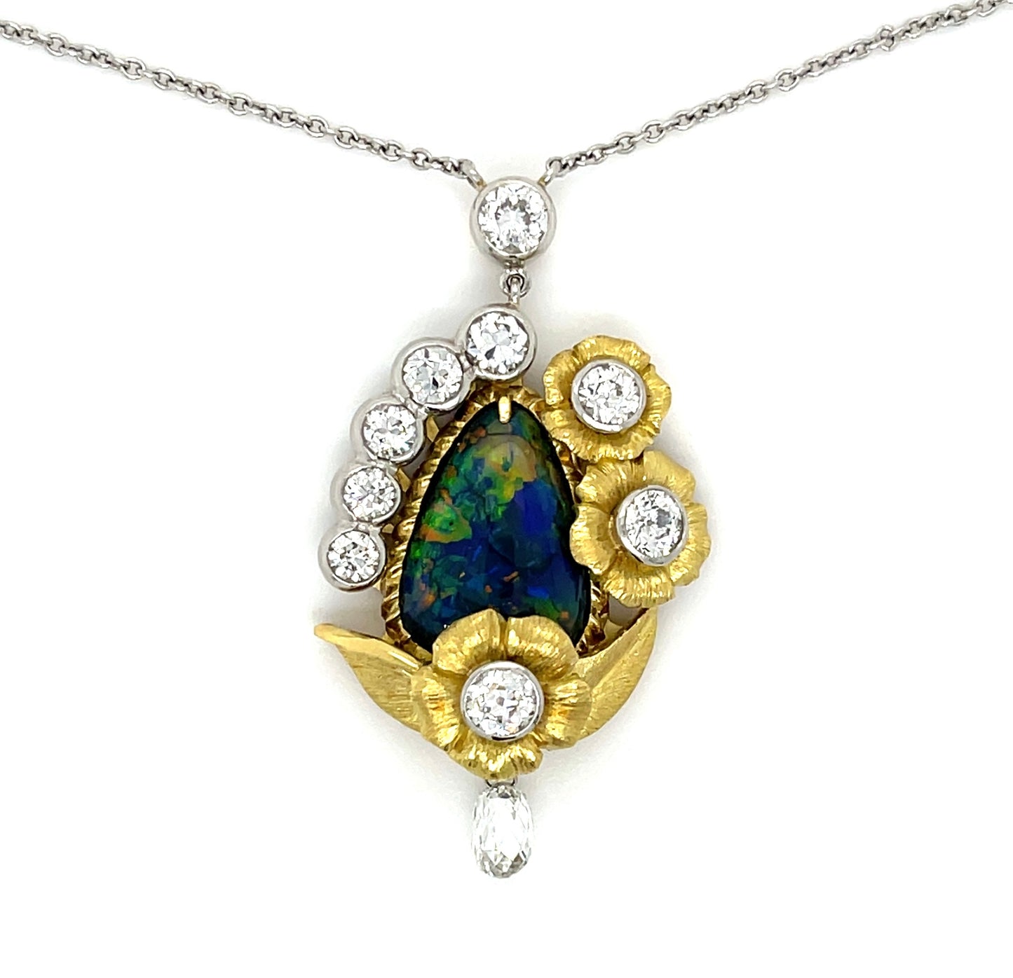 5.12ct Opal Platinum+18KY Pendant 2.68ct Diamonds