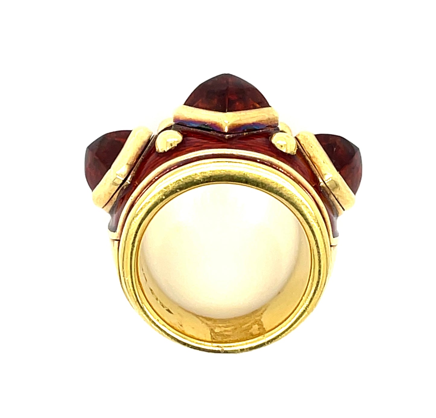 Cabochon Citrine and Enamel 18KY Estate Ring Signed "Amir Shaker" "(ch)"