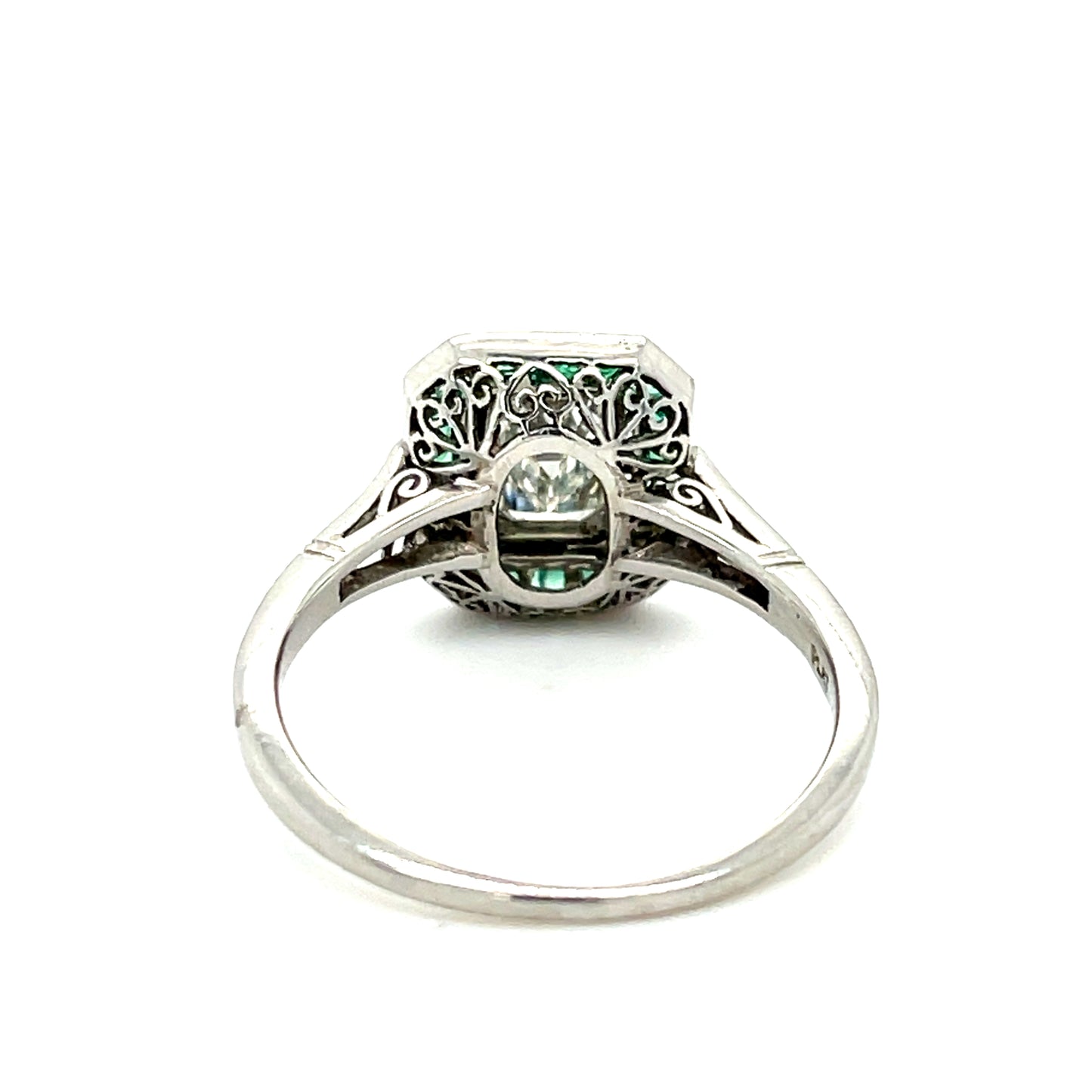 1ct Emerald Cut Diamond GIA I VVS2 Platinum Handmade & Inspired Ring 1ct Calibre Emeralds .12ct SD