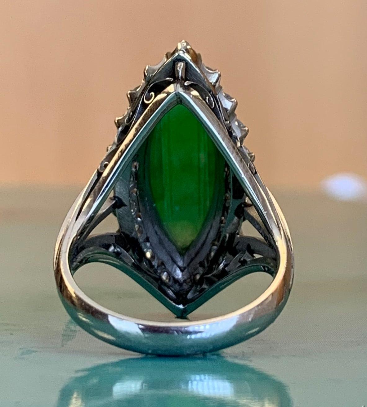 PT GIA A Jade 6ct Dia .58ct 1960s Vintage Estate Ring