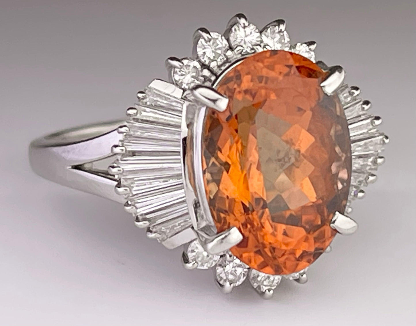 GIA Imperial Topaz 6.02ct and Diamond Ring