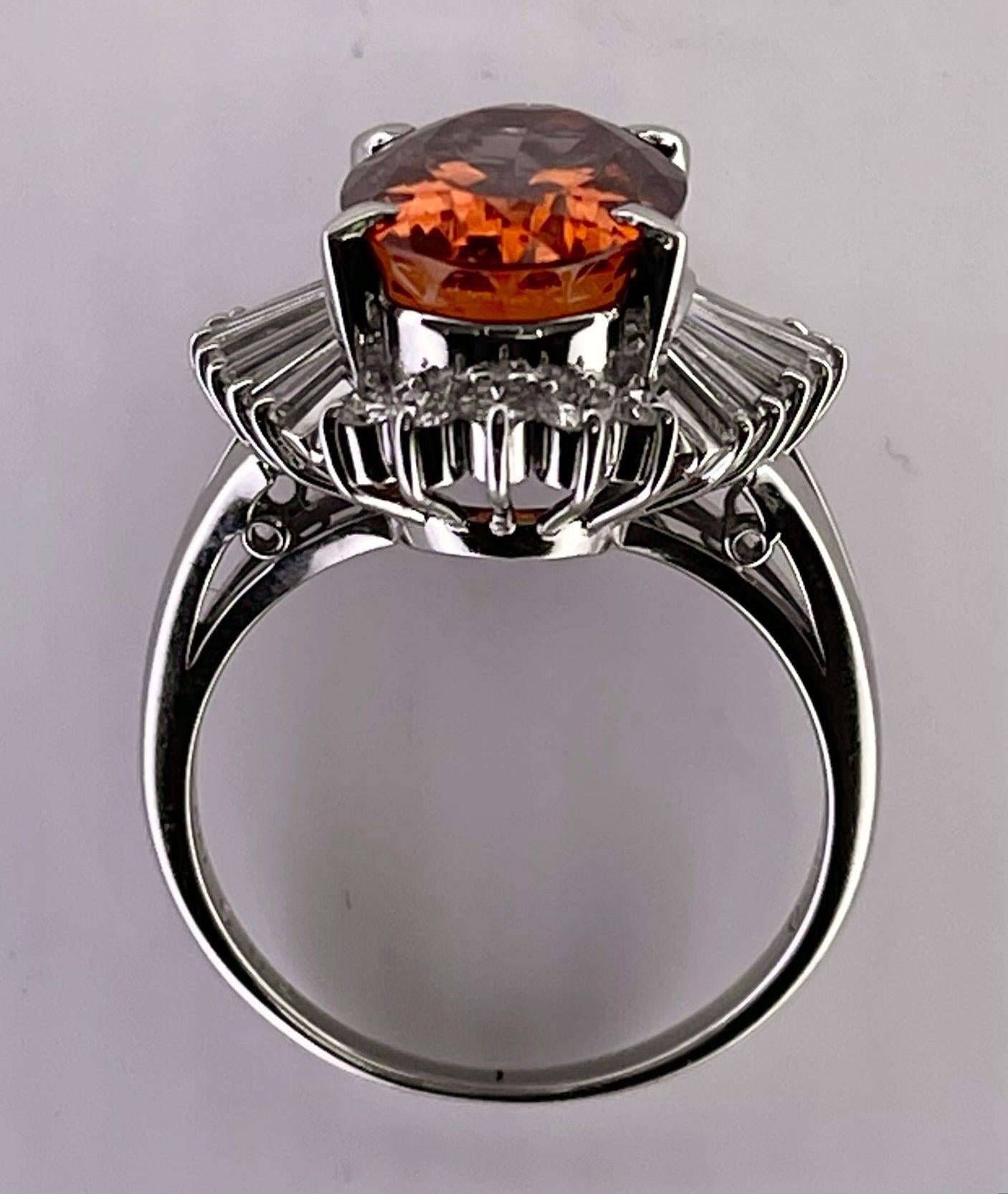 GIA Imperial Topaz 6.02ct and Diamond Ring