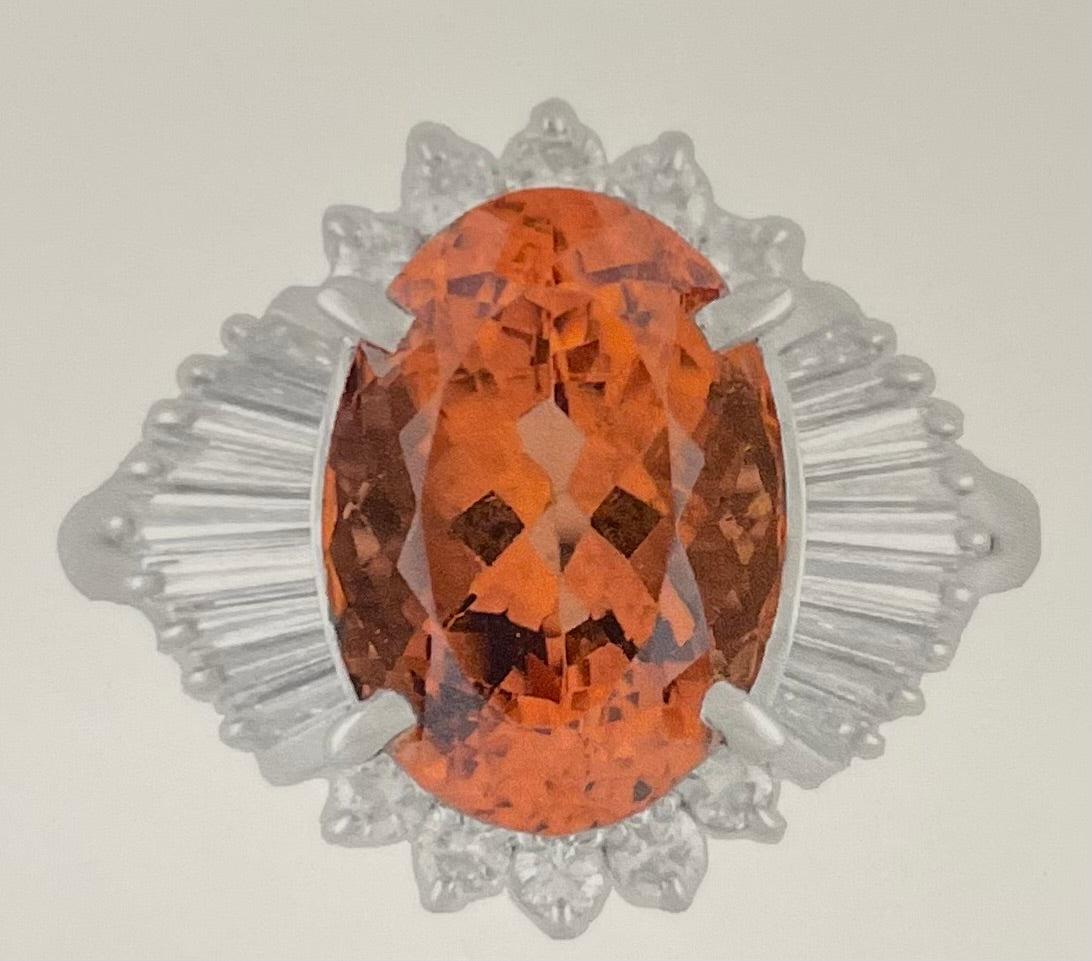 GIA Imperial Topaz 6.02ct and Diamond Ring
