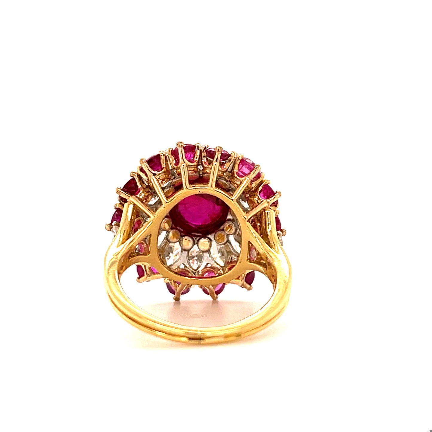 (1960s) Ring 18KY | GIA #6204539439 No Heat Burma Cab Ruby 4.91ct 2ct Dia