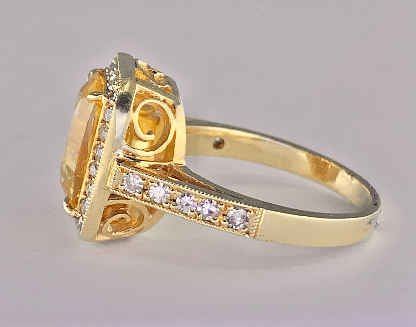 GIA Yellow Sapphire 5.60ct and Diamond Ring
