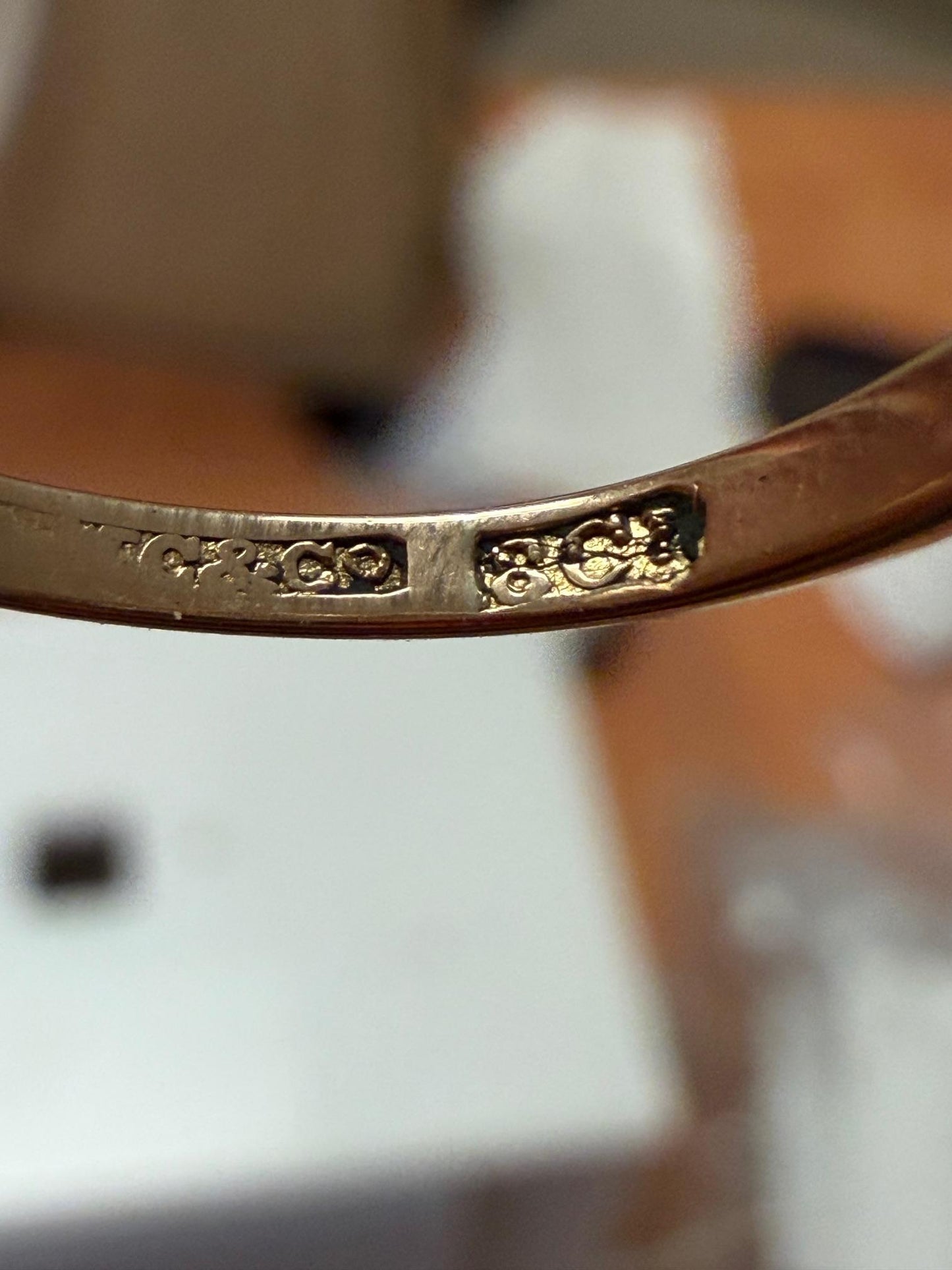 Original English Victorian .95ct Old European Center Diamond 9KY Ring (1890s)