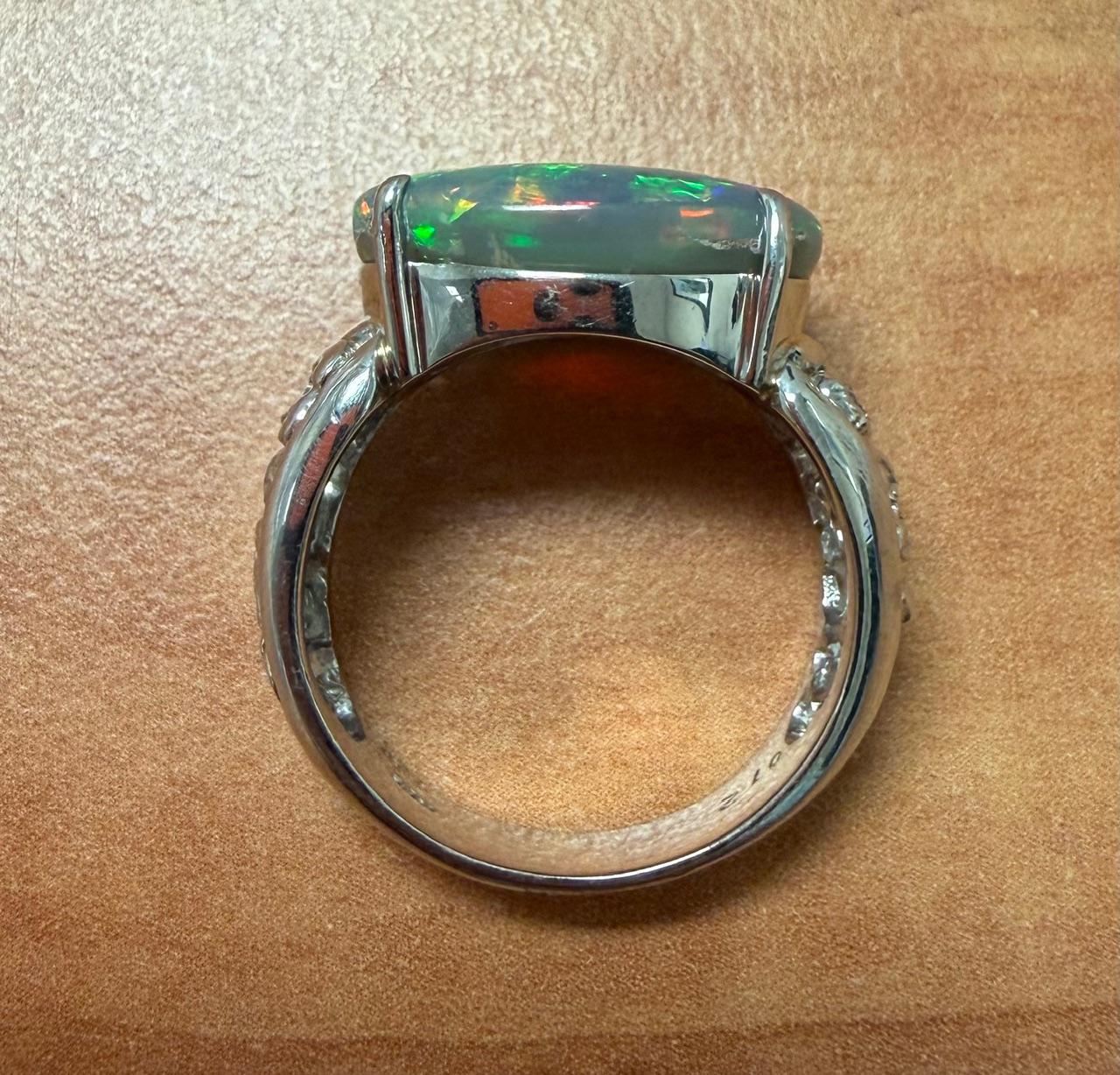 6.71ct Semi Black Australian Opal .12ct Diamond