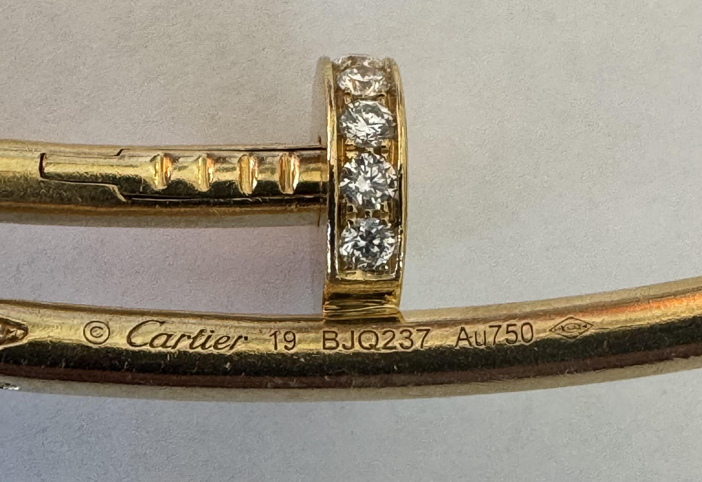 Original Cartier 1ct Diamond 18KY Nail Bracelet