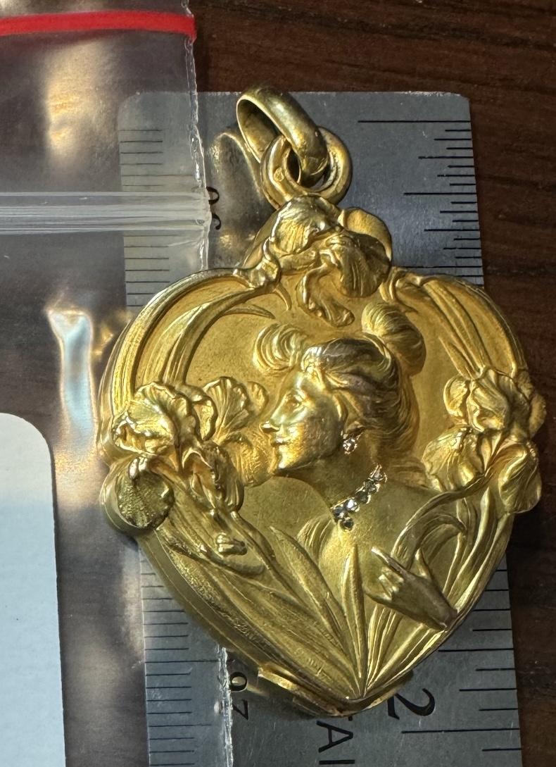 Original Art Nouveau French .12ct Diamond 14KY Iconic Pendant/Locket