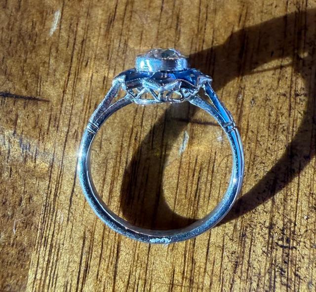 .72ct SI2 H-I Old European Diamond Platinum Handmade Star Ring