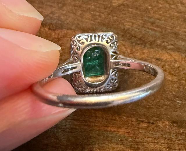.64ct Colombian Emerald .58ct Diamond PT Handmade Ring